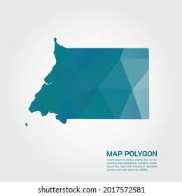 Mapa de Guinea Ecuatorial Resumen Gradiente geométrico triangular de bajo estilo polo gráfico sobre fondo blanco