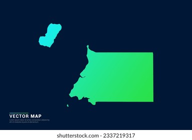 Equatorial Guinea map of abstract gradient green blue concept with technology light effect vector.