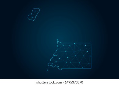 equatorial Guinea map with Abstract mash line and point scales on Dark background . design polygon sphere . Wire frame 3D mesh polygonal network line . Vector illustration eps 10.