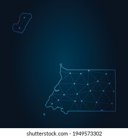 equatorial Guinea Map Abstract mash line and point scales on dark background. Wire Frame 3D mesh polygonal network line.