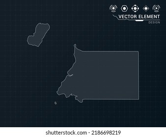 Equatorial Guinea map of black digital frame HUD, GUI, UI interface technology radar vector.