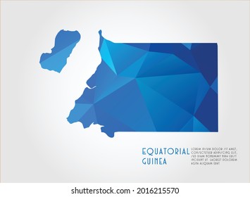 Mapa de Guinea Ecuatorial azul Color del fondo blanco poligonal