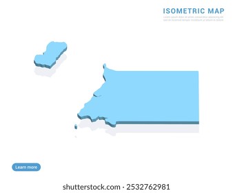 Equatorial Guinea map blue on white background with isometric vector.