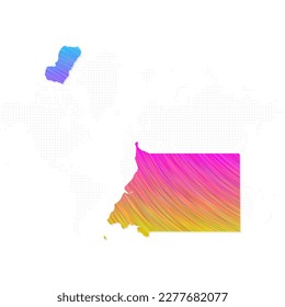 Equatorial Guinea map in colorful halftone gradients. Future geometric patterns of lines abstract on white background. Vector Illustration Eps10.