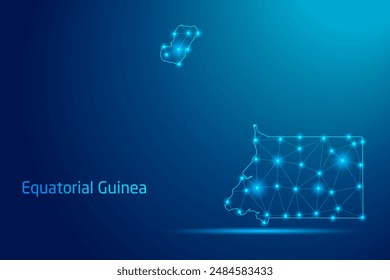 Mapa de Guinea Ecuatorial - concepto de tecnología de la comunicación, gráfico de bajo poli.