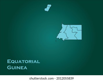 Equatorial Guinea map cyan Color on Green Backgound