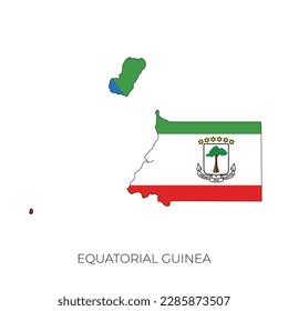 Equatorial Guinea map and flag. Detailed silhouette vector illustration	