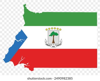 Equatorial Guinea map flag  isolated on png or transparent background vector illustration. 