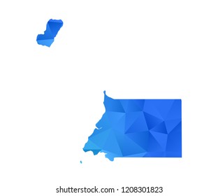 equatorial Guinea map in geometric blue polygonal style modern design on white background. Vector illustration.