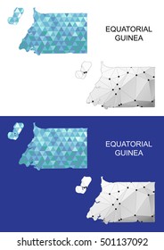 Equatorial Guinea map in geometric polygonal style. Abstract gems triangle.