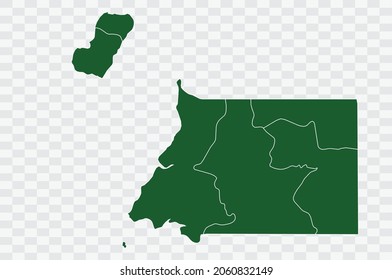 Mapa de Guinea Ecuatorial Color verde sobre el trasfondo del Png