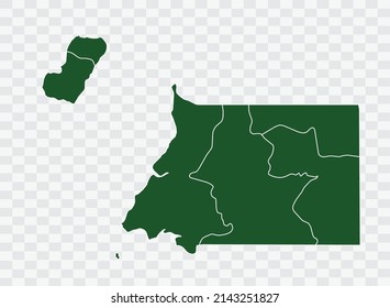 Equatorial Guinea map Green Color on White Backgound Png