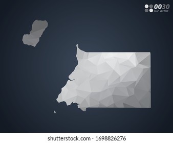 Mapa de Guinea Ecuatorial de mosaico triángulo rojo polígono gris con fondo oscuro. vector de degradado de estilo.