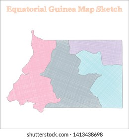 Equatorial Guinea map. Hand-drawn country. Vector illustration.