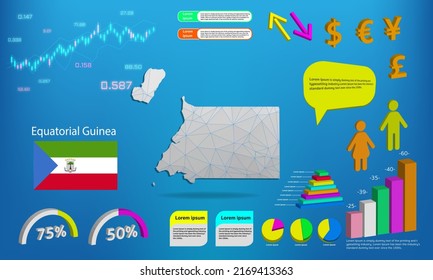 equatorial Guinea map info graphics - charts, symbols, elements and icons collection. Detailed equatorial Guinea map with High quality business infographic elements.