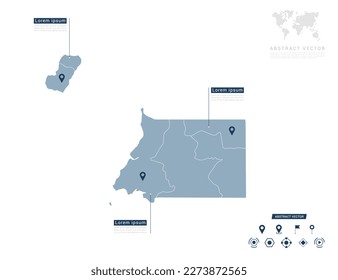 Equatorial Guinea map of infographic blue Navigator pin location checking communication information plan position.