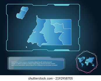 Equatorial Guinea Map infographic technology blue Color element collection background