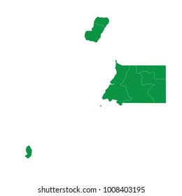 Equatorial Guinea map isolated on transparent background.high detailed Green map of Equatorial Guinea. Vector eps 10. Blank Green similar Equatorial Guinea map isolated on white background