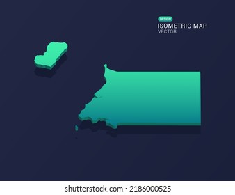 Equatorial Guinea map of isometric green gradient vector illustration.