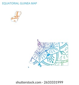 Equatorial Guinea Map Mandala with Colorful Details Textured Vector Design Template on White Background.