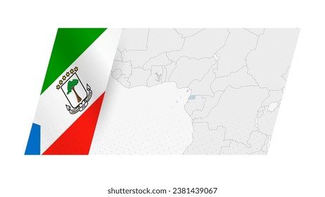 Equatorial Guinea map in modern style with flag of Equatorial Guinea on left side. Vector illustration of a map.