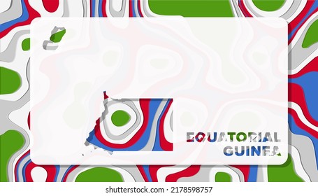 Equatorial Guinea Map with Paper Cut Waves Background Shape perfect for Greeting Card, Desktop Wallpaper, and Banner