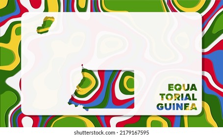 Equatorial Guinea Map with Paper Cut Waves Background Shape perfect for Greeting Card, Desktop Wallpaper, and Banner