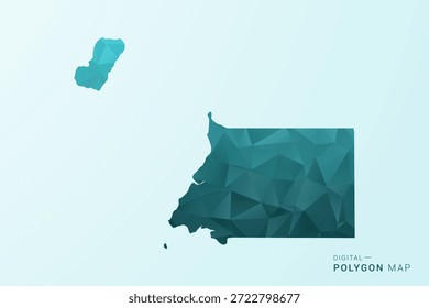 Mapa de Guinea Ecuatorial - Ilustración vectorial de estilo polígono en diseño geométrico azul-verde verde azulado bajo poli, silueta mínima moderna.