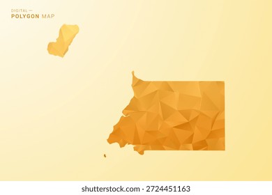 Mapa da Guiné Equatorial - Ilustração vetorial estilo polígono em amarelo e laranja baixo design geométrico poli, silhueta mínima moderna, isolado para infográfico.