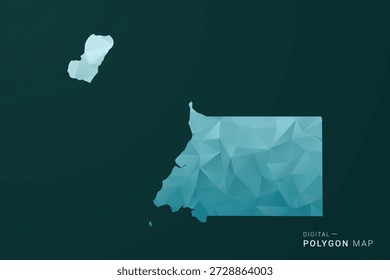 Mapa de Guinea Ecuatorial - Ilustración vectorial de estilo polígono en diseño geométrico de bajo poli verde y azul, silueta mínima limpia para infografía.