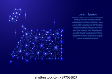 Equatorial Guinea map of polygonal mosaic lines network, rays and space stars of vector illustration.