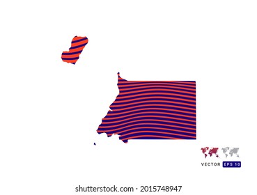 Equatorial Guinea map red and blue of abstract with dynamic waves vector.