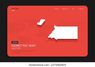 Equatorial Guinea map red isolated on dark background with 3d world map isometric vector illustration.