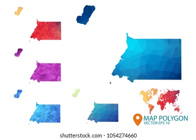 Equatorial Guinea Map - Set of geometric rumpled triangular low poly style gradient graphic background , Map world polygonal design for your . Vector illustration eps 10.
