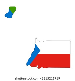 Equatorial Guinea map silhouette with flag isolated on white background