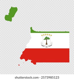 Equatorial Guinea map silhouette with flag on white background