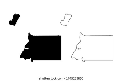 Equatorial Guinea map silhouette line country Africa map illustration vector outline African isolated on white background
