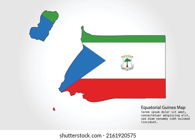 Equatorial Guinea Map stripes. Vector illustration Color on White Backgound