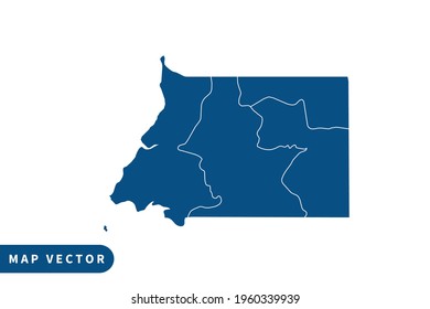 Vector de mapa de Guinea Ecuatorial, color azul. sobre fondo blanco. vector eps 10.