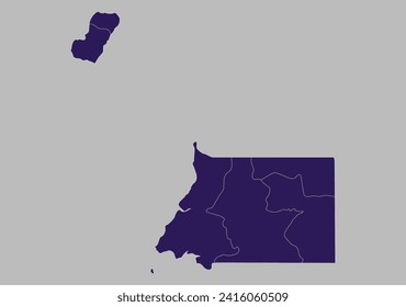 Equatorial Guinea map vector, Blue purple color isolated on gray background.