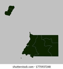 Vector de mapa de Guinea Ecuatorial, aislado Color verde sobre fondo gris