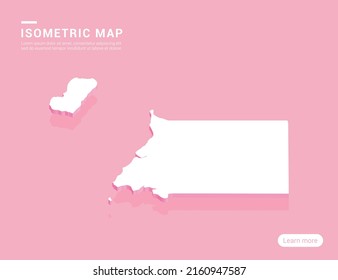 Equatorial Guinea map white on pink background with 3d isometric vector illustration.