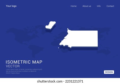 Mapa de Guinea Ecuatorial blanco sobre fondo azul oscuro 3d ilustración vectorial isométrica.