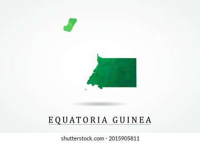 Equatorial Guinea Map - World Map International vector template, low polygon style with green color isolated on white background - Vector illustration eps 10