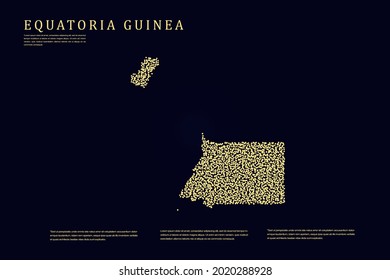 Equatorial Guinea Map - World Map International vector template with Gold grid on dark background for banner, website, infographic, education - Vector illustration eps 10