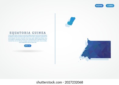 Äquatorialguinea-Karte - Weltkarte Internationale Vektorvorlage mit polygonblauem Farbverlauf einzeln auf weißem Hintergrund für Bildung, Website, Banner - Vektorgrafik eps10