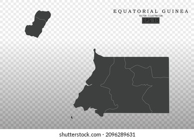 Mapa de Guinea Ecuatorial - Mapa Mundial Plantilla vectorial Internacional con Alto detalle incluyendo color de contorno negro y gris aislado en fondo transparente - Ilustración vectorial 10