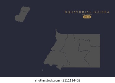 Equatorial Guinea Map - World Map International vector template with High detailed including grey and black outline color isolated on black background - Vector illustration eps 10
