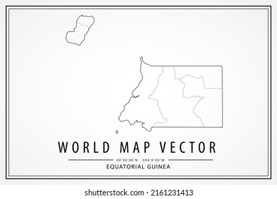 Equatorial Guinea Map - World Map International vector template with High detailed thin black line and outline graphic sketch style isolated on white background - Vector illustration eps 10