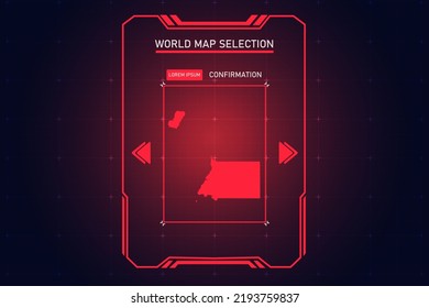 Equatorial Guinea Map - World Map International vector template with Red Color in perspective style and HUD, GUI, UI interface isolated on black background for design - Vector illustration eps 10